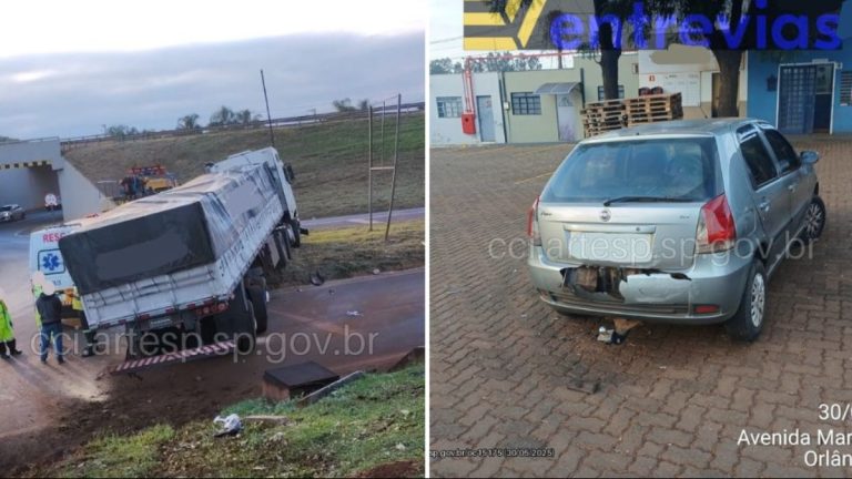 Caminhão estacionado perde freios