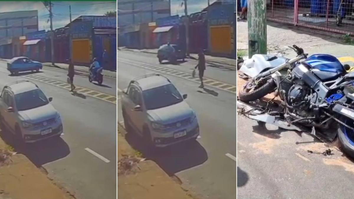 Motociclista voa por cima de carro
