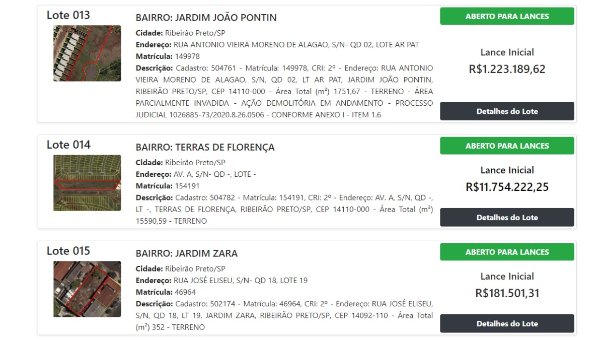 leilão terrenos Ribeirão Preto
