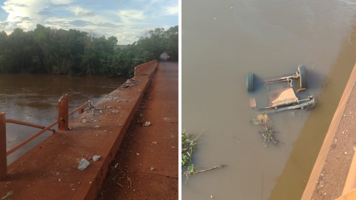 Caminhão destrói barreira de contenção