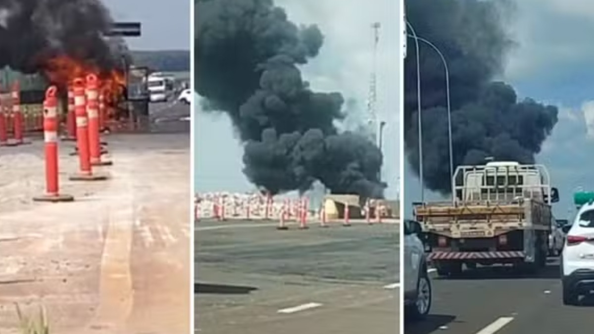 Caminhão de biodiesel pega fogo na