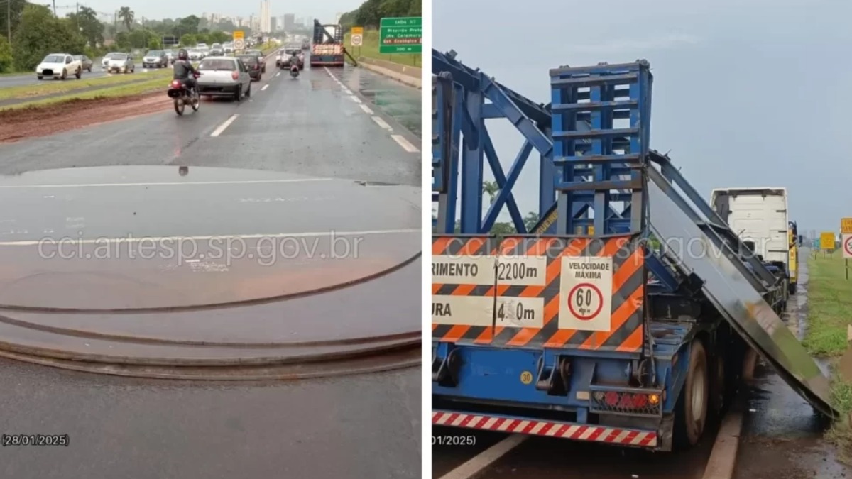 queda de cargas caminhões