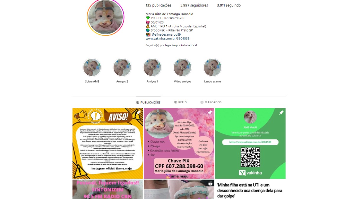 doações para criança com AME