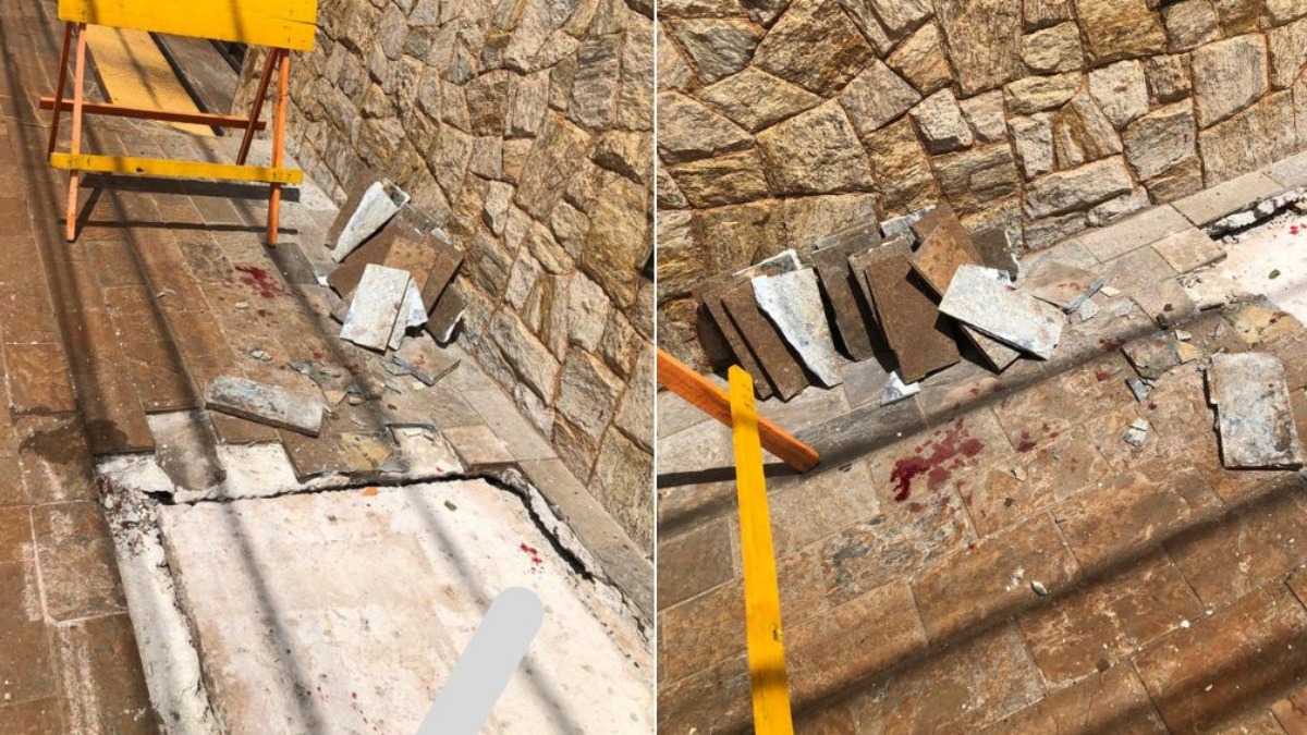 Idoso deficiente visual cai em buraco