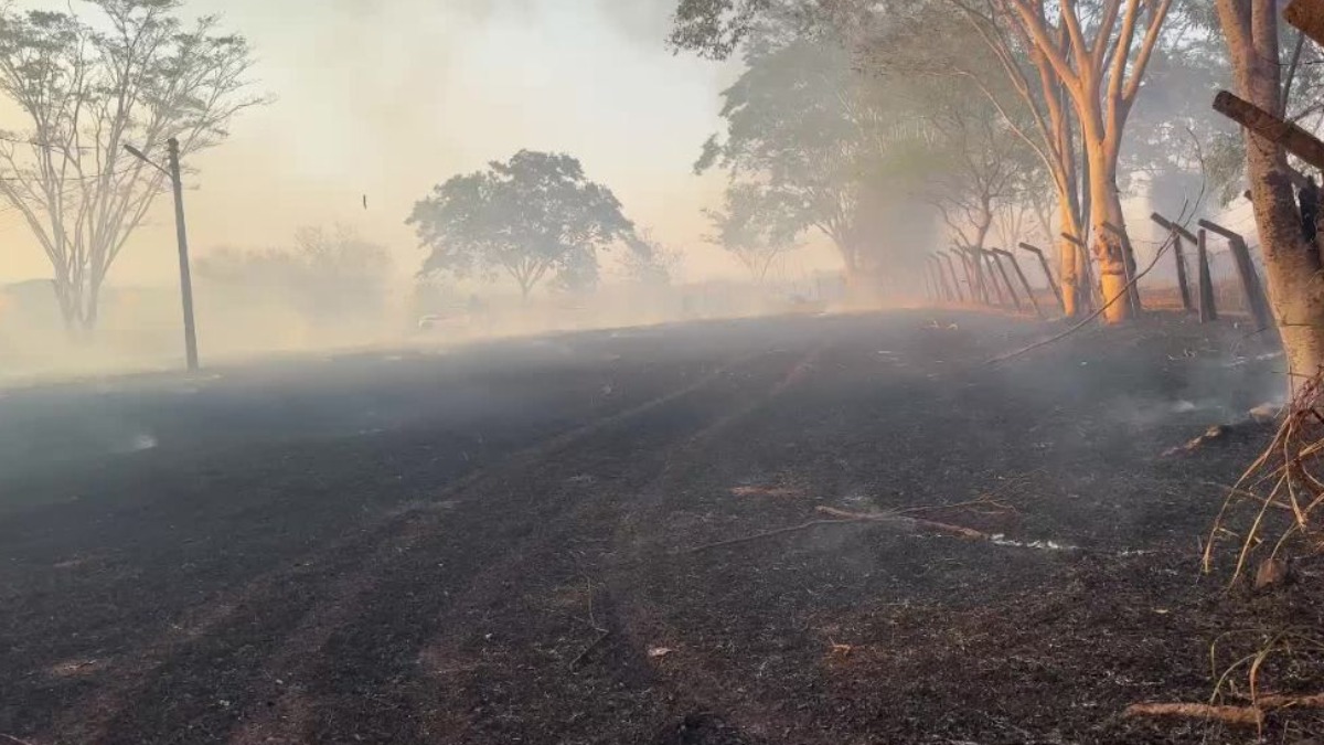 Incêndio em mata próximo à Fundação