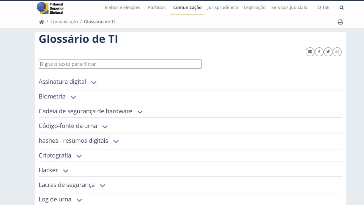glossário TI eleições