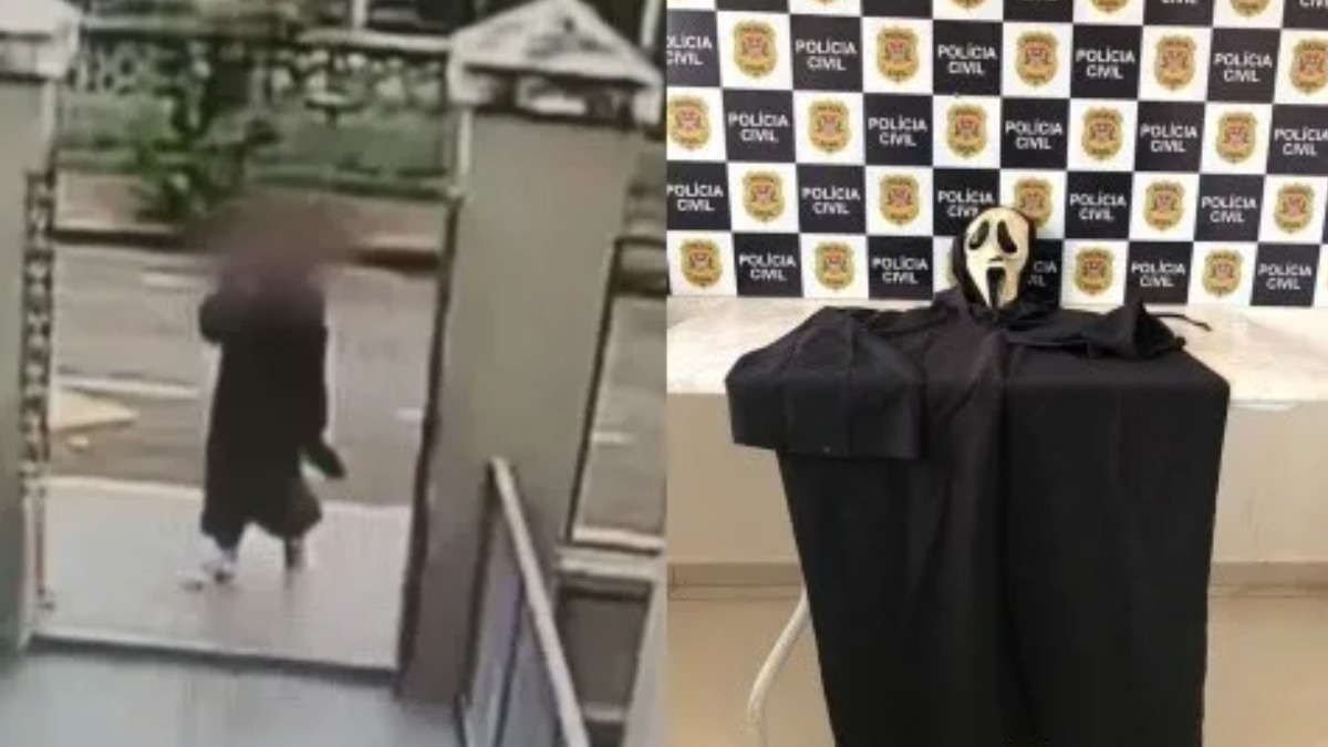 homem máscara pânico escola