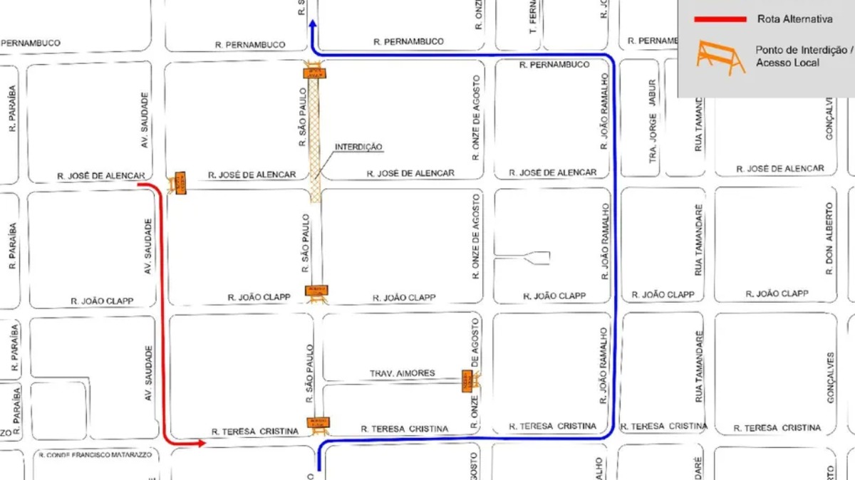 interdição Rua São Paulo