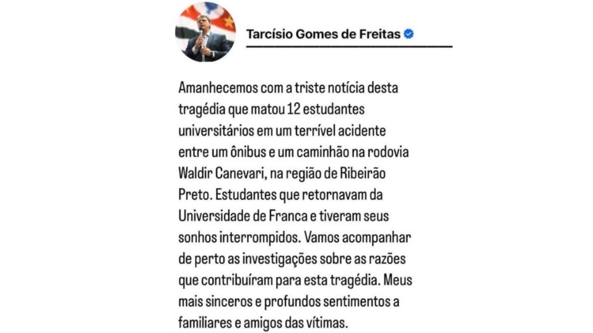 Governo de SP decreta luto oficial