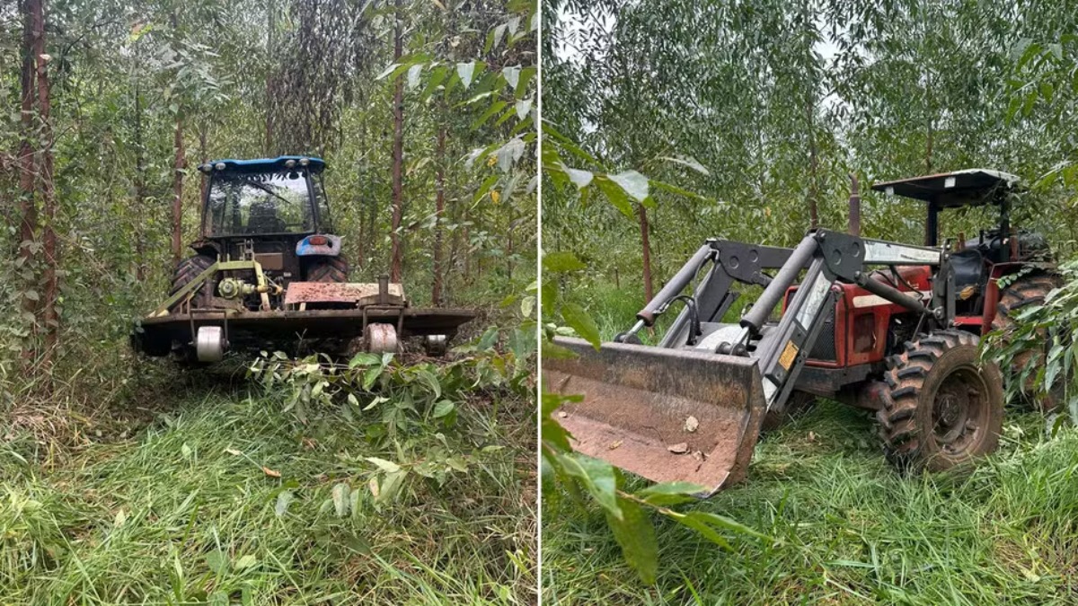 Tratores furtados de fazenda em Santo