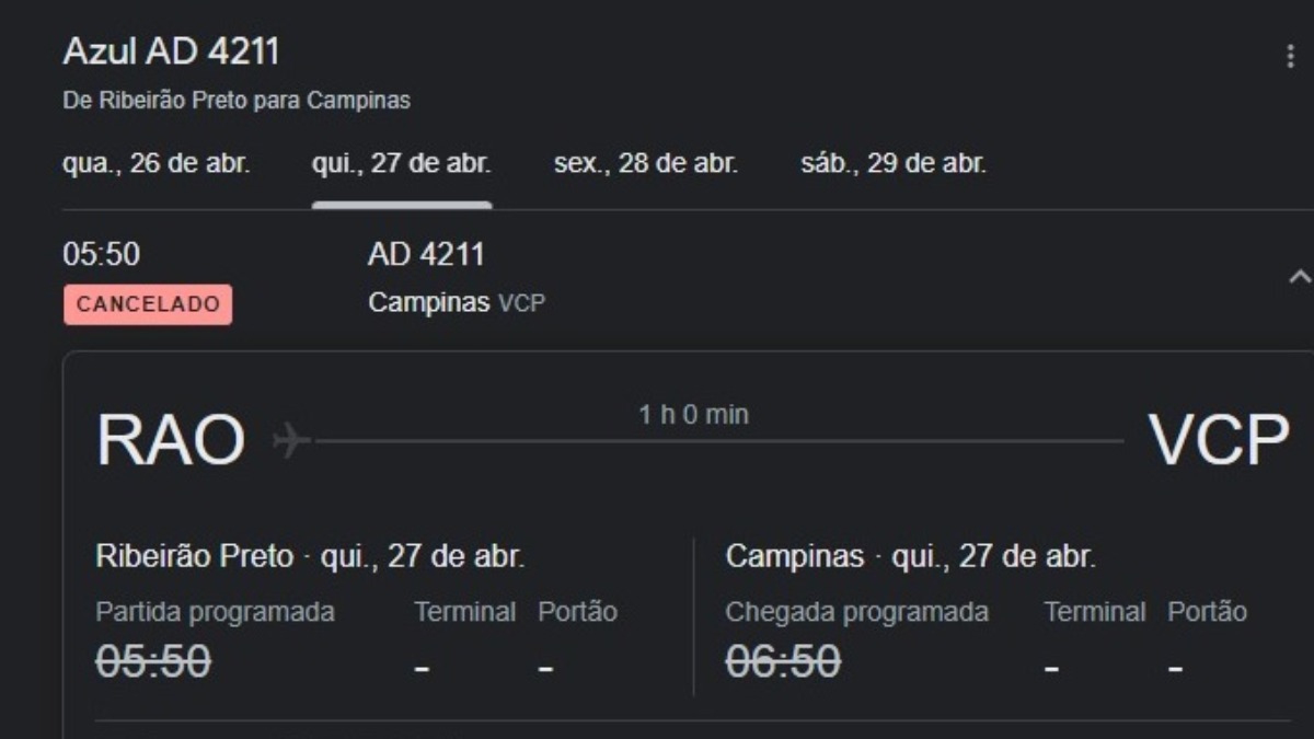cancelamento voo Azul
