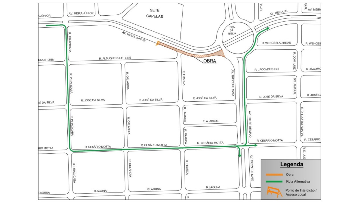 interdição rotatória Praça da Bíblia